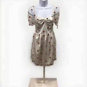 SUGAR THRILLZ Forever Yours Babydoll Mini Dress Embroidered Overlay Size Medium